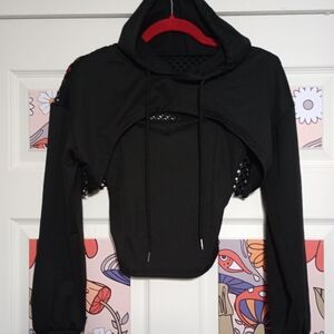 Chic Hoodie with Mesh Details And Tank Top 2pcs Perfect For Summer